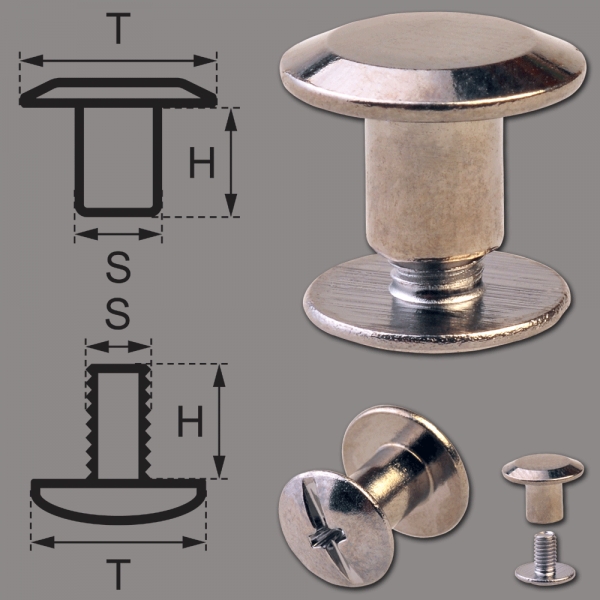 Schraubnieten 5MM nickel-geschwärzt