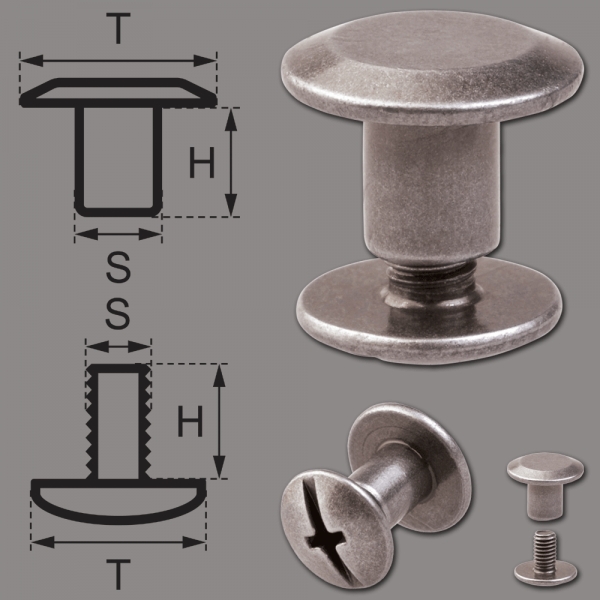 Schraubnieten 5MM nickel-antik