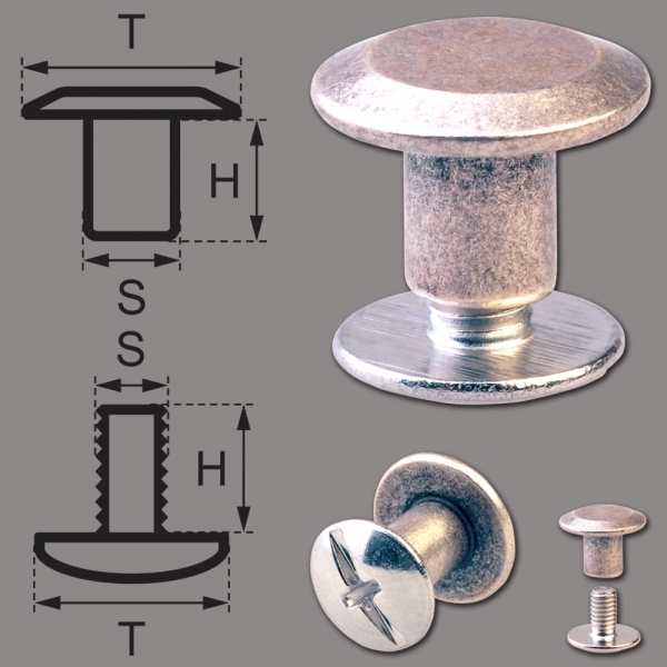 Schraubnieten 5MM silber-antik