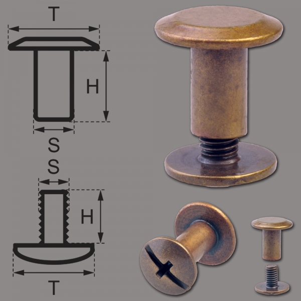 Schraubnieten 7MM messing-antik