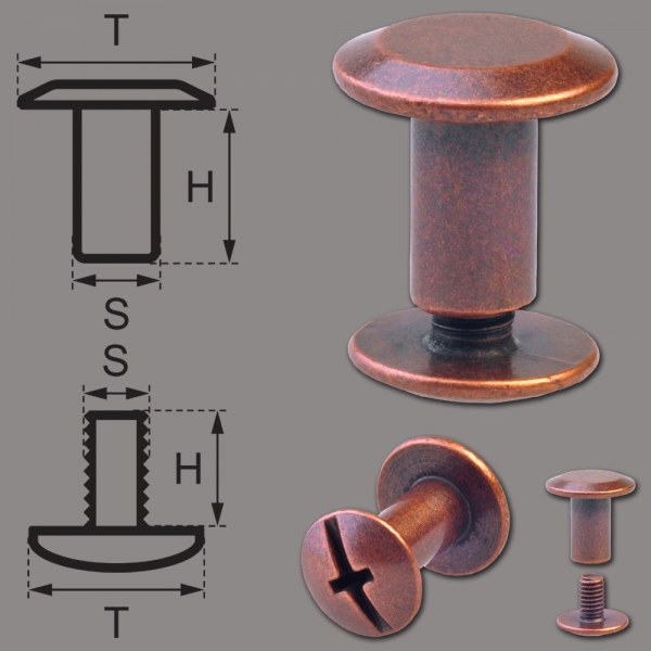 Schraubnieten 7MM kupfer-antik