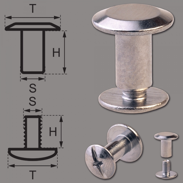 Schraubnieten 7MM nickel-geschwärzt