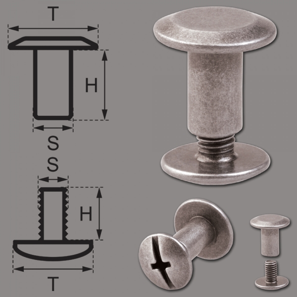 Schraubnieten 7MM nickel-antik