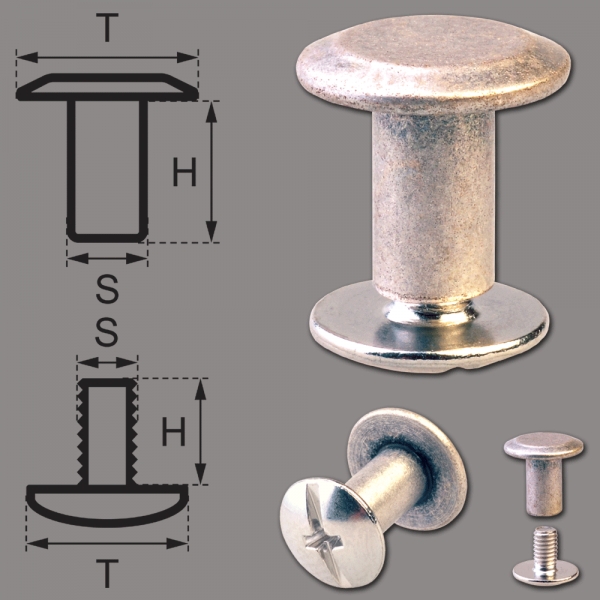 Schraubnieten 7MM silber-antik