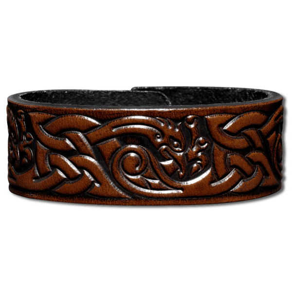 Leather Bracelets 24mm (15/16 inch) Intertwined Birds (10) brown-antique