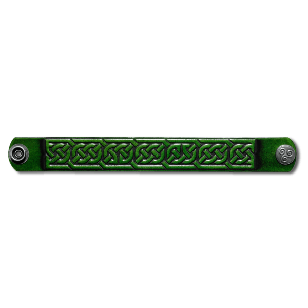 Leather Bracelet 24mm (15/16 inch) Knotwork (1) green-antique