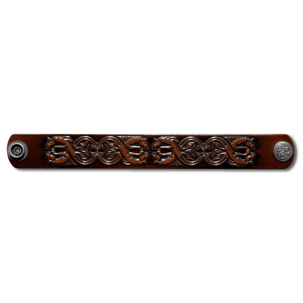 Leather Bracelet 24mm (15/16 inch) Horses (11) brown-antique