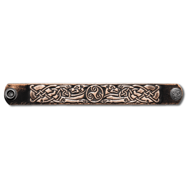 Leather Bracelet 24mm (15/16 inch) Triskel with Dog (13) black-antique