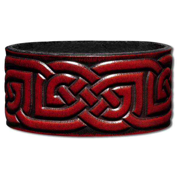 Leather Bracelet 32mm (1 1/4 inch) Knotwork (2) mahogany-antique
