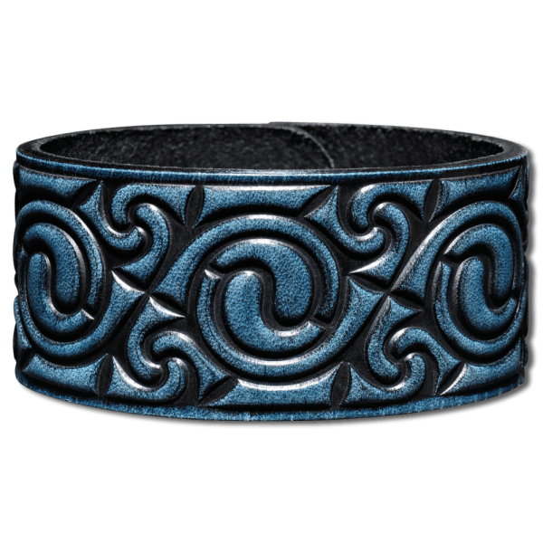 Leather Bracelet 32mm (1 1/4 inch) Spiral (3) blue-antique
