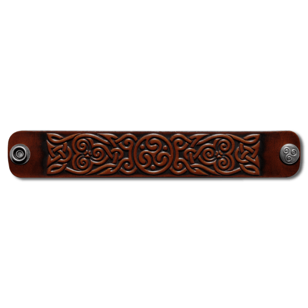 Leather Bracelet 32mm (1 1/4 inch) Triskel (5) brown-antique