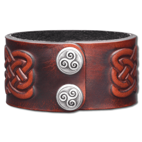 Leather Wristband Claddagh-Knotwork