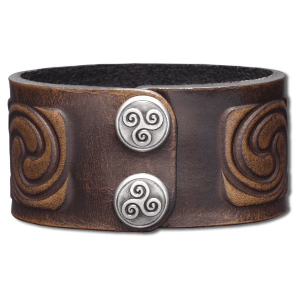 Leather Wristband Celtic Spiral
