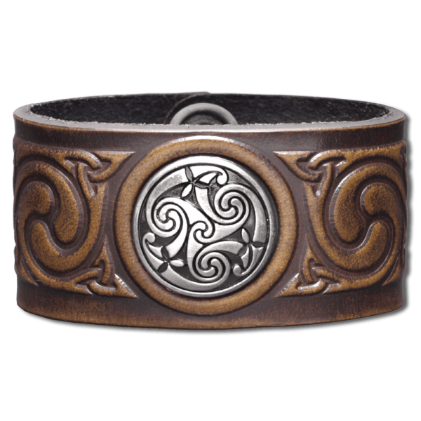 Leather Wristband Celtic Spiral