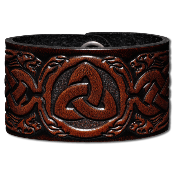 Lederarmband 40mm Dreifalt (4) braun-antik