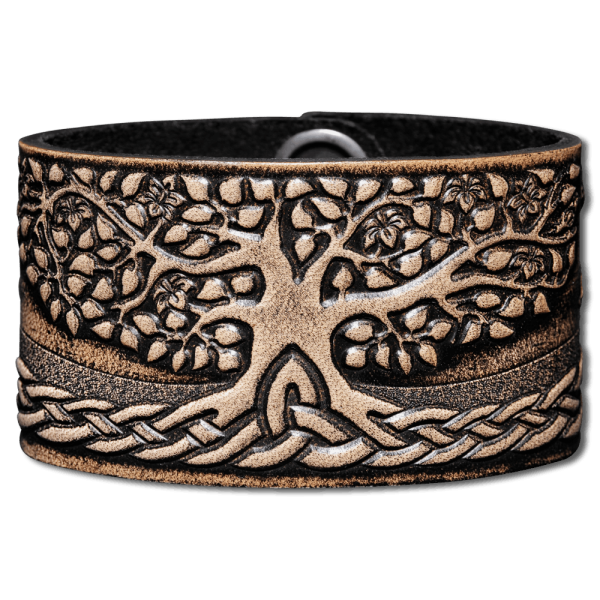 Leather Bracelet 40mm (1 9/16 inch) Tree of Life (6) black-antique