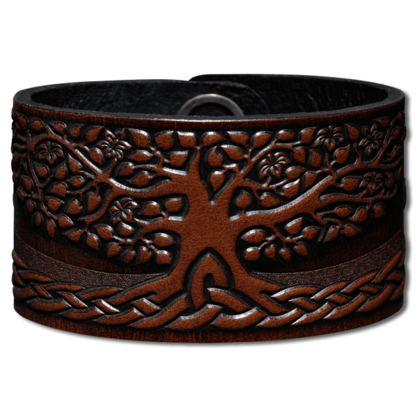 Leather Bracelet 40mm (1 9/16 inch) Tree of Life (6) brown-antique