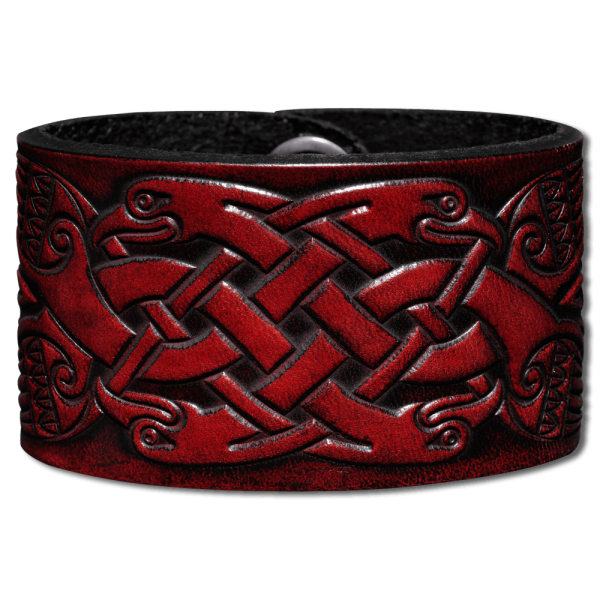 Lederarmband 40mm Vögel (10) mahagony-antik