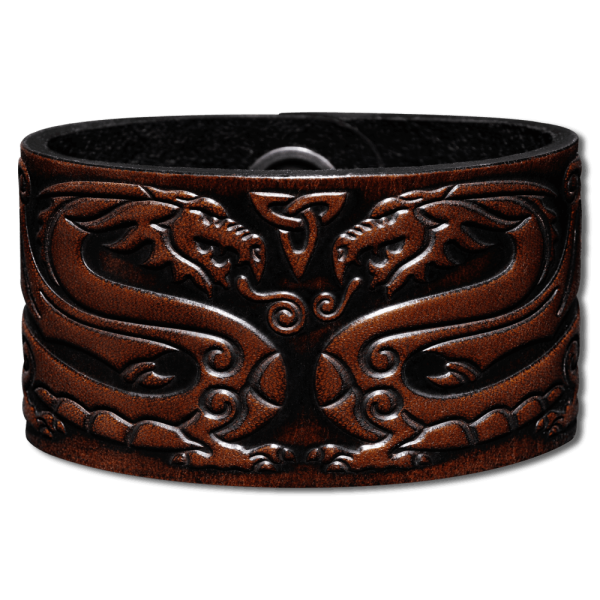 Lederarmband 40mm Drachen (12) braun-antik