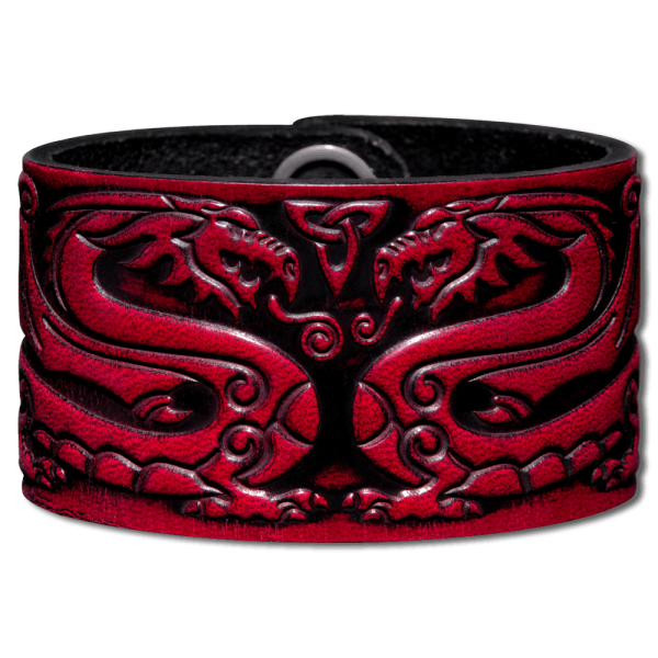 Lederarmband 40mm Drachen (12) kirschrot-antik