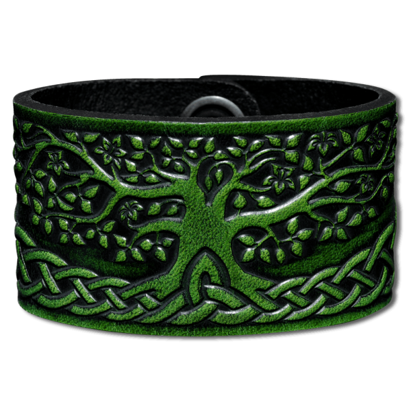 Lederarmband 40mm Lebensbaum (16) grün-antik
