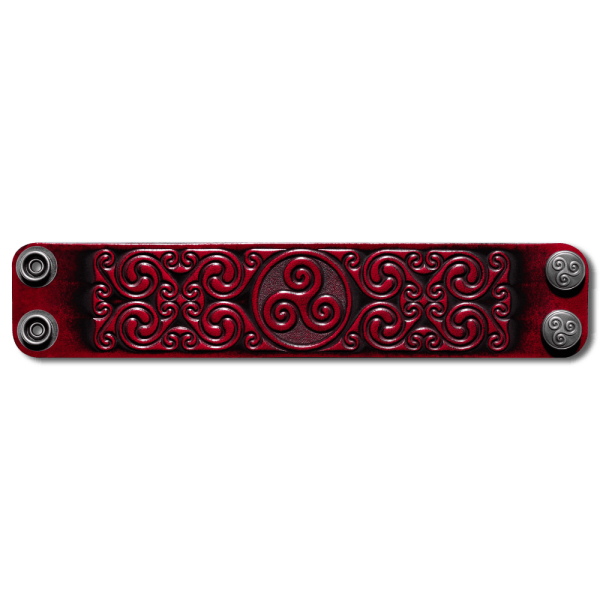 Lederarmband 40mm Triskele (3) kirschrot-antik