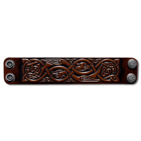 Lederarmband 40mm verwundene Vögel (8) braun-antik