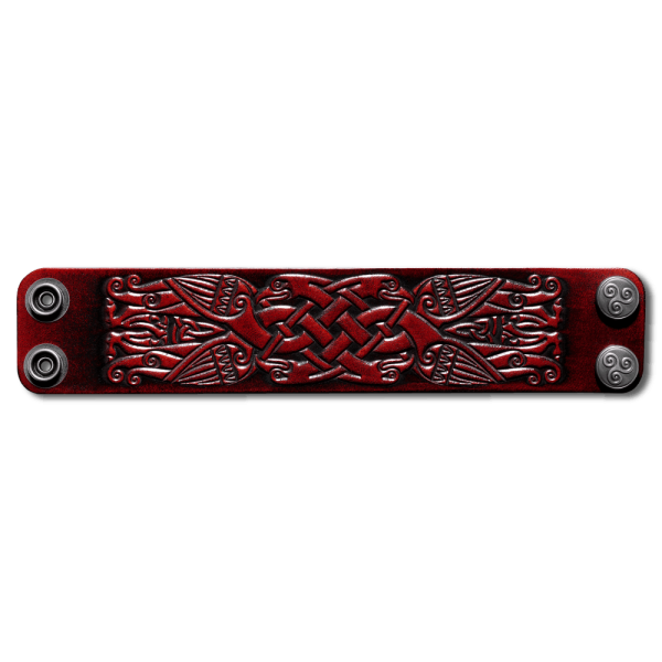 Lederarmband 40mm Vögel (10) mahagony-antik