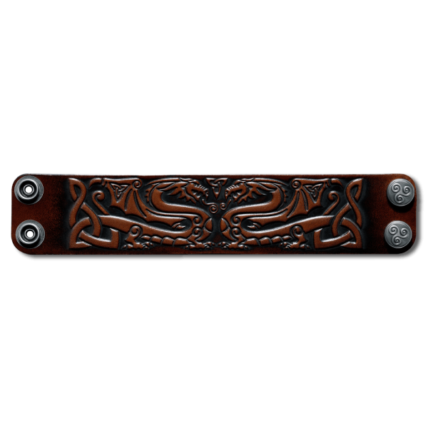 Lederarmband 40mm Drachen (12) braun-antik