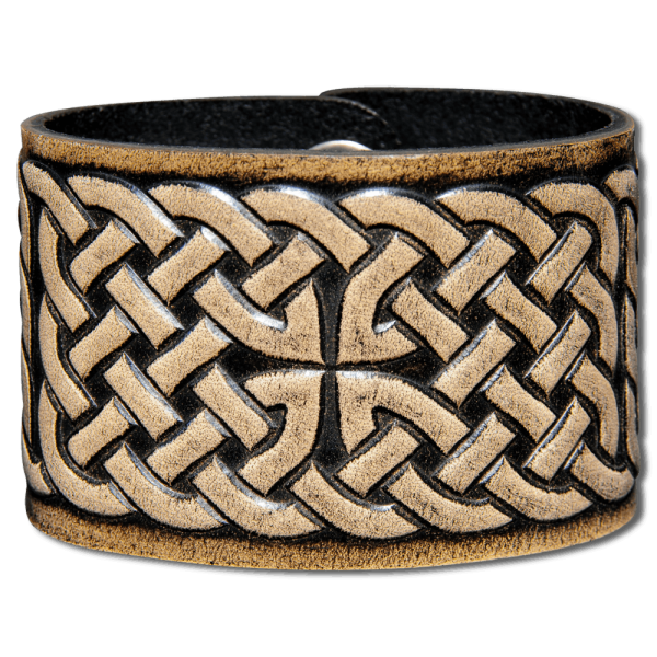 Leather Wristband 48mm (1 7/8 inch) keltischer Knoten (1) black-antique