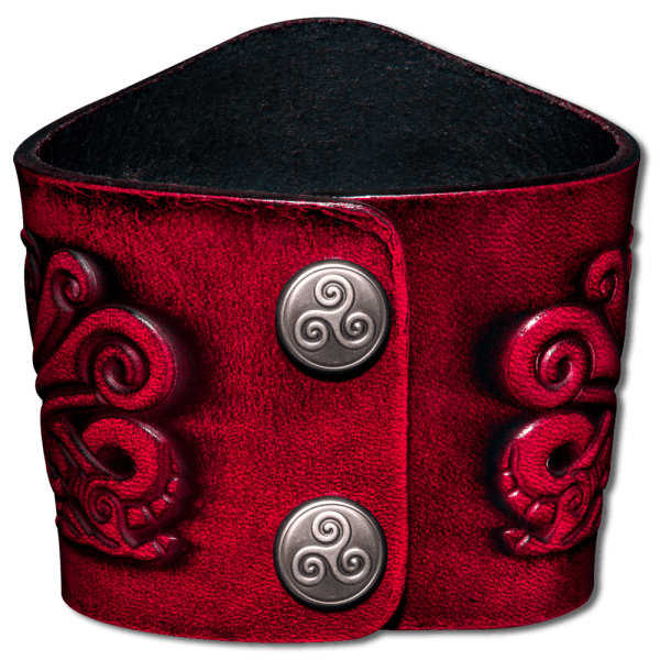 Leather Bracelet 80mm (3 1/8 inch) Dragons (12) cherryred-antique