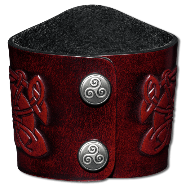 Leather Bracelet 80mm (3 1/8 inch) Celtic Cross (4) mahogany-antique