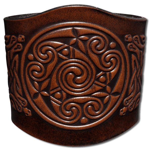 Leather Bracelet 80mm (3 1/8 inch) Spiral with Snakes (1) brown-antique