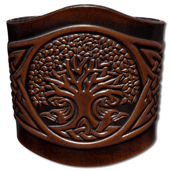 Leather Bracelet 80mm (3 1/8 inch) Tree of Life in Knot (6) brown-antique