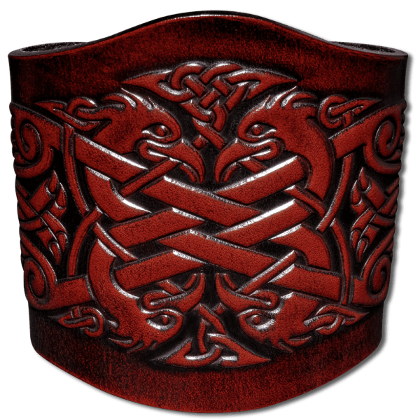 Leather Bracelet 80mm (3 1/8 inch) Cranes (8) mahogany-antique