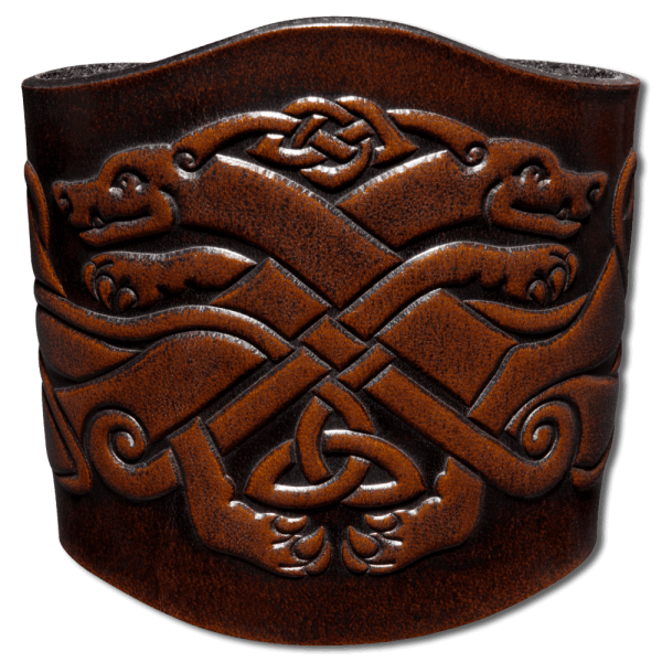 Leather Bracelet 80mm (3 1/8 inch) Dogs (10) brown-antique