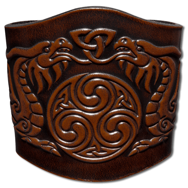 Leather Bracelet 80mm (3 1/8 inch) Dragons (12) brown-antique