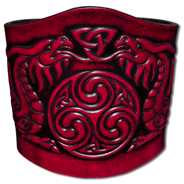 Leather Bracelet 80mm (3 1/8 inch) Dragons (12) cherryred-antique