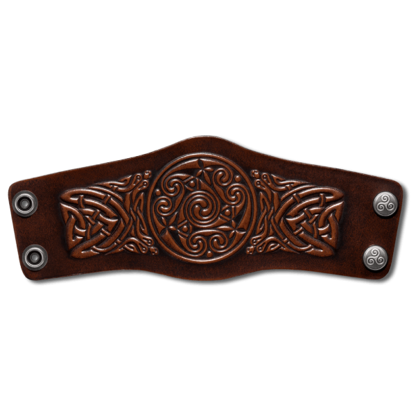 Leather Bracelet 80mm (3 1/8 inch) Spiral with Snakes (1) brown-antique