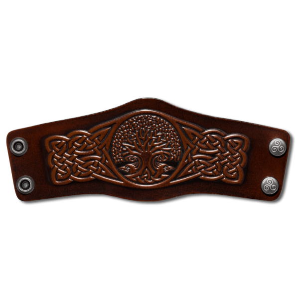 Leather Bracelet 80mm (3 1/8 inch) Tree of Life in Knot (6) brown-antique