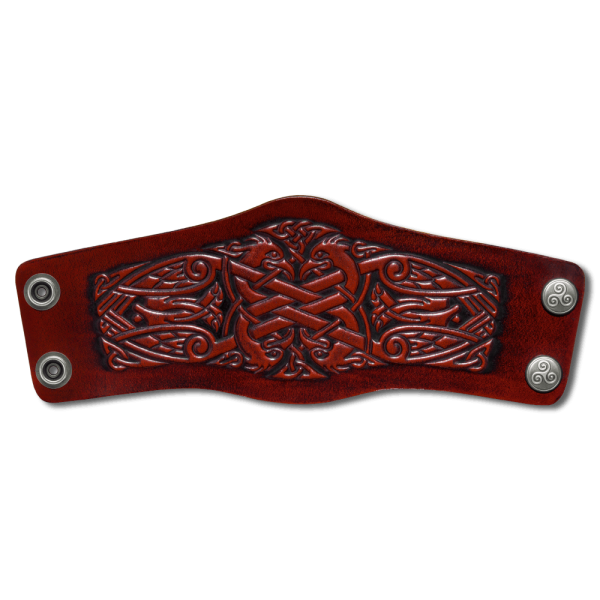 Leather Bracelet 80mm (3 1/8 inch) Cranes (8) mahogany-antique