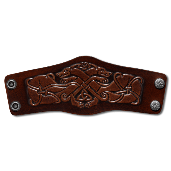 Leather Bracelet 80mm (3 1/8 inch) Dogs (10) brown-antique