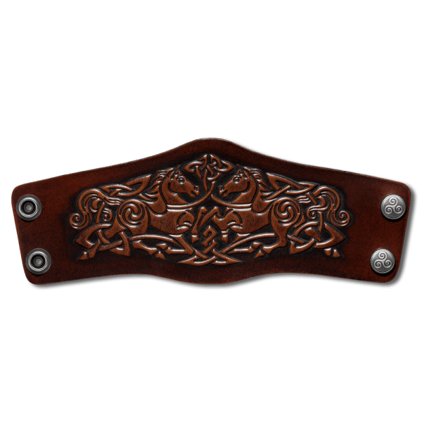 Leather Bracelet 80mm (3 1/8 inch) Horses (11) brown-antique