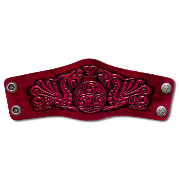 Leather Bracelet 80mm (3 1/8 inch) Dragons (12) cherryred-antique
