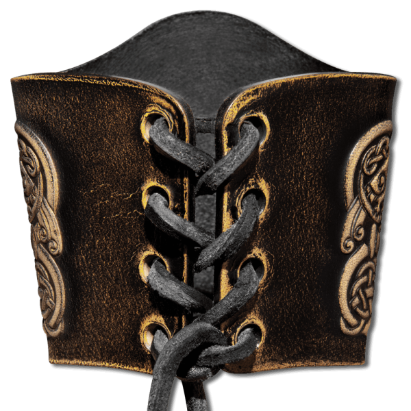 Leather Bracelet 90mm (3 9/16 inch) Tree of Life with Birds (7) black-antique