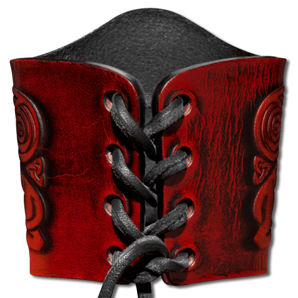 Leather Bracelet 90mm (3 9/16 inch) Dragons with Birds (9) mahogany-antique