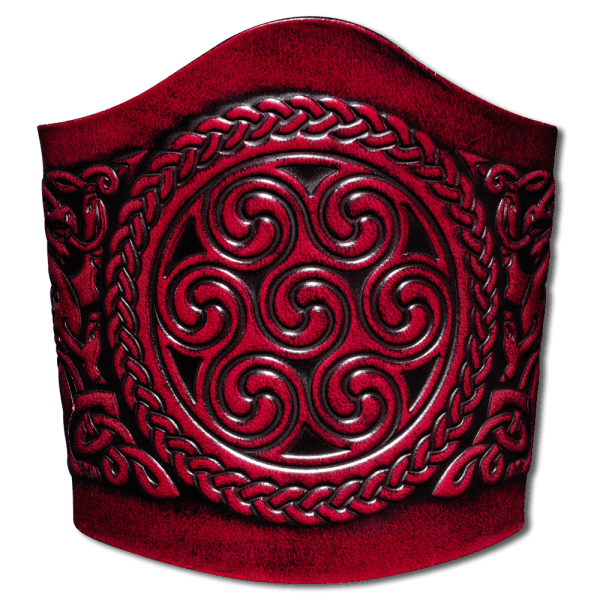 Leather Bracelet 90mm (3 9/16 inch) Spiral with Dragons (1) cherryred-antique