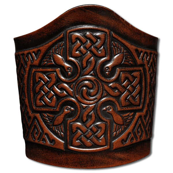 Leather Bracelet 90mm (3 9/16 inch) Celtic Cross (4) brown-antique