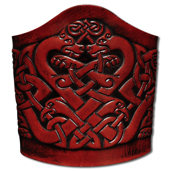 Leather Bracelet 90mm (3 9/16 inch) Dragons with Birds (9) mahogany-antique