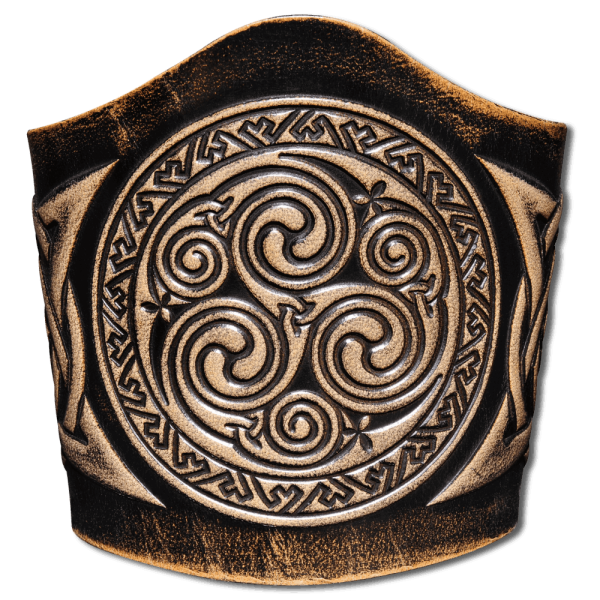 Leather Bracelet 90mm (3 9/16 inch) Spirals in Knotwork (12) black-antique